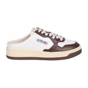 Hvide Beige Læder Lave Sneakers