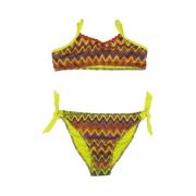 Zigzag Multicolor Bikini med Neon Detaljer