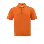 Orange Linen Polo Shirt