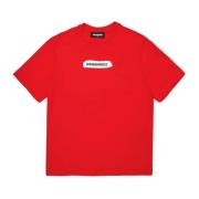 Rød Jersey T-shirt med Logo Print