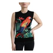 Fuglebroderet Uldstrik Tank Top