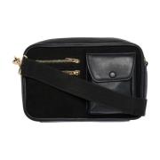 Elegant Crossbody Taske Sort med Guld Accents