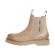 Suede Chelsea Boots Logo Print Cracked Earth