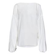Hvid Rynket Bådhals Skjorte