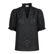 Sort Broderi Bluse - Sommerstil