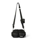 Sort nylon multi-lomme taske