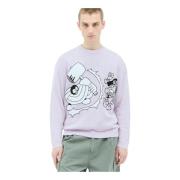 Grafisk Strikket Crewneck Sweater