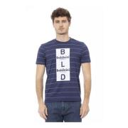 Blå Bomuld T-shirt med Frontprint