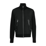 Sort Zip-Up Bomber Jakke