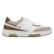 Kvinders Hvide & Beige Ruskind & Læder Sneakers ER00113517