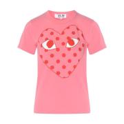 Rosa T-shirt med rød hjerte