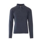 Børstet Ensfarvet Polo Zip Sweater