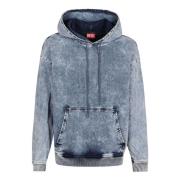 Blå Marmoreret Denim Sweatshirt AW24