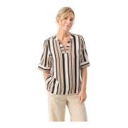 Stribet Bluse Josefinapw Brun Sukker