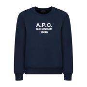 Marineblå Sweatshirt med Logo Broderi