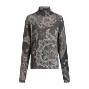 Blå Paisley Mønster Uld Sweater