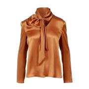 Bronze Silke V-Hals Bluse