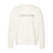 Hvid Sweater med Front CK Print