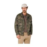 Camouflage Overshirt i Linned Bomuld Blanding