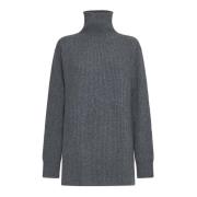 Ribstrikket Uld Turtleneck Sweater