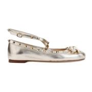 Metallic Ballerina med Stud Trim