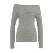 Grå Off-shoulder Strik AW24