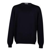 Blå Crew-neck Uld Sweater