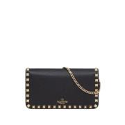 Sort Studded Chain Wallet Taske