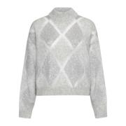 Grå Argyle Paillet Sweater