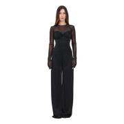 Elegant Sort Jumpsuit med Bue Detalje