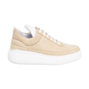 Beige Ruskind Kilehæl Sneakers