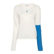 Hvid Silke Bomuld Blend Sweater