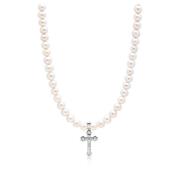 Pearl Necklace with Silver Cross