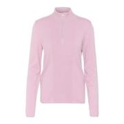 Høj Hals Pullover Strik Dawn Pink