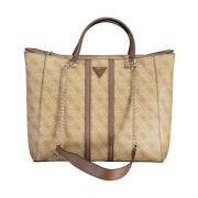 Stilfuld Beige Håndtaske med Flere Rum