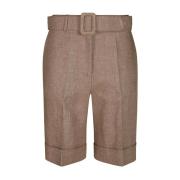 Linned Bermuda Shorts med Bælte