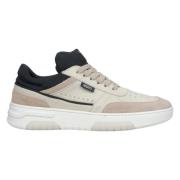 Kvinders Beige & Sorte Platform Sneakers lavet af Læder og Velour ER00115638