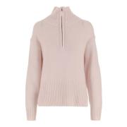 Rosa Uld Kashmir Sweater Høj Krave