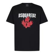 Sort T-shirt med Ghost Maple Leaf Print