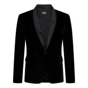 Sort Fløjl Tuxedo Blazer AW24