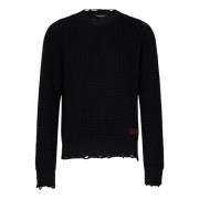 Sort Crew Neck Uld Sweater