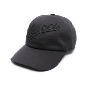 Sort Bomuld Baseball Cap Broderet Logo