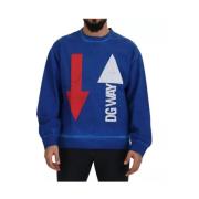 Blå Crewneck Bomuldssweater DGWAY Logo