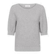 Grå Melange Strik Pullover Sweater