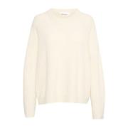 Oversize Oneck Strik Sweater Egret Melange