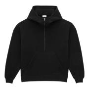 Sort Sweater med Halv-Zip Krave