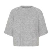 Grå Melange Strik Pullover