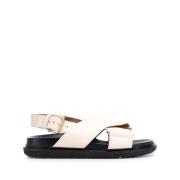 Kryds Læder Sandal Beige