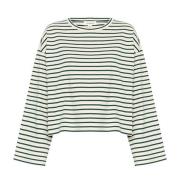 Stribet Boxy Tee Top Hvid Regnskov