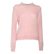 Pink R Neck Pullover Sweater